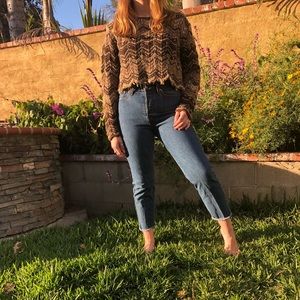 Brown knit crop sweater